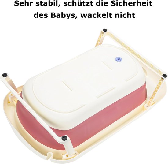 Opvouwbare Babybadkuip - Babybadje met Inzet - Veilig Baden - Temperatuur Indicator - 50 Liter - Roze — afbeelding 4