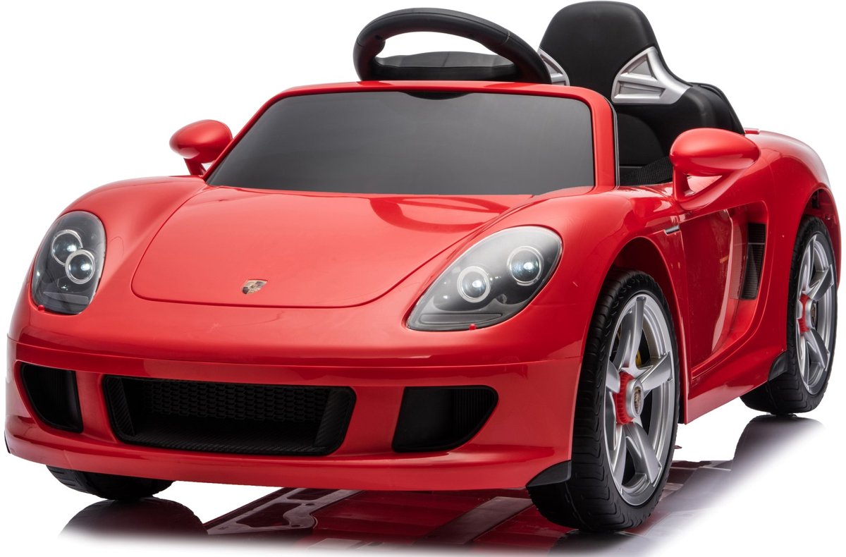 SUN BABY Porsche Carrera GT Elektrische Kinderauto Accuvoertuig 12V - Afstandsbediening, MP3, Openende Deuren - Rood