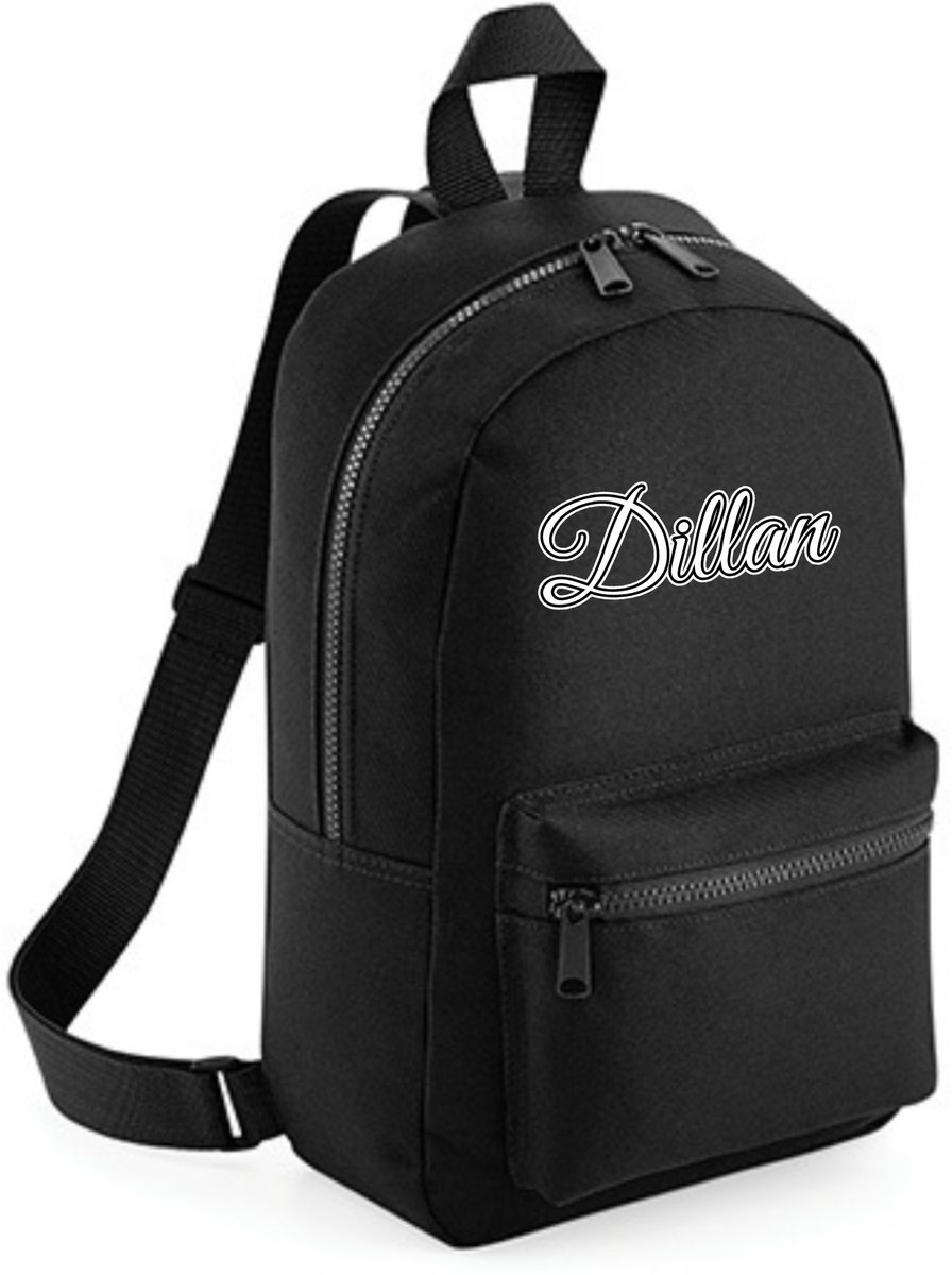 Kinderrugtas bedrukt met naam - Zwart - gepersonaliseerd - mini backpack - rugzak