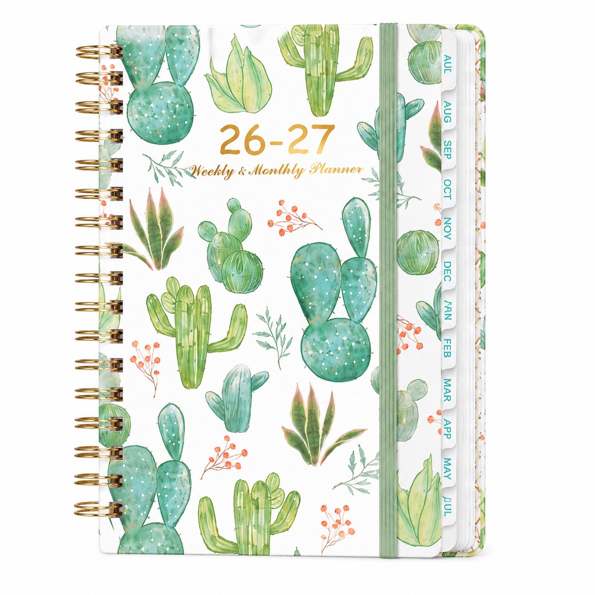 Bobypet Agenda 2026 2027 - Prachtige Spiraal Schoolagenda A5 met Bloemen Design - Stijlvolle Weekplanner en Notitieboekje met Elastische Band voor Kantoor en Studie