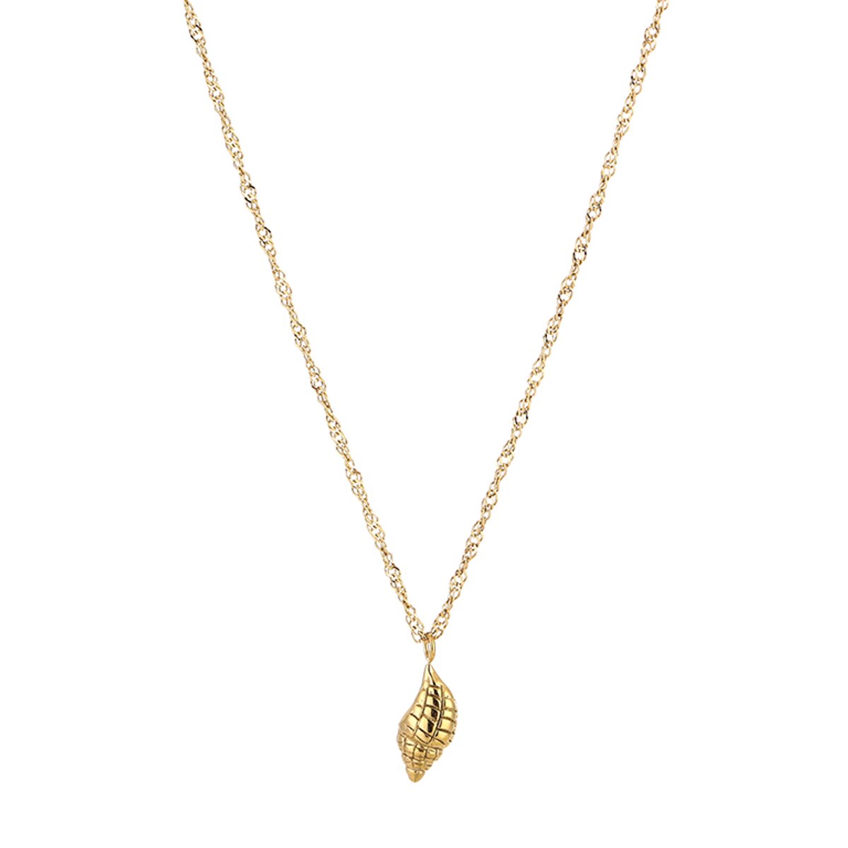 Ketting Dames met Schelp Hanger - Roestvrij Staal (RVS) - Fijnmazige Schakelketting met Schelpje - Zomerse Strand Ketting 40+5 cm - Sieraden Cadeau Vrouw - Goud