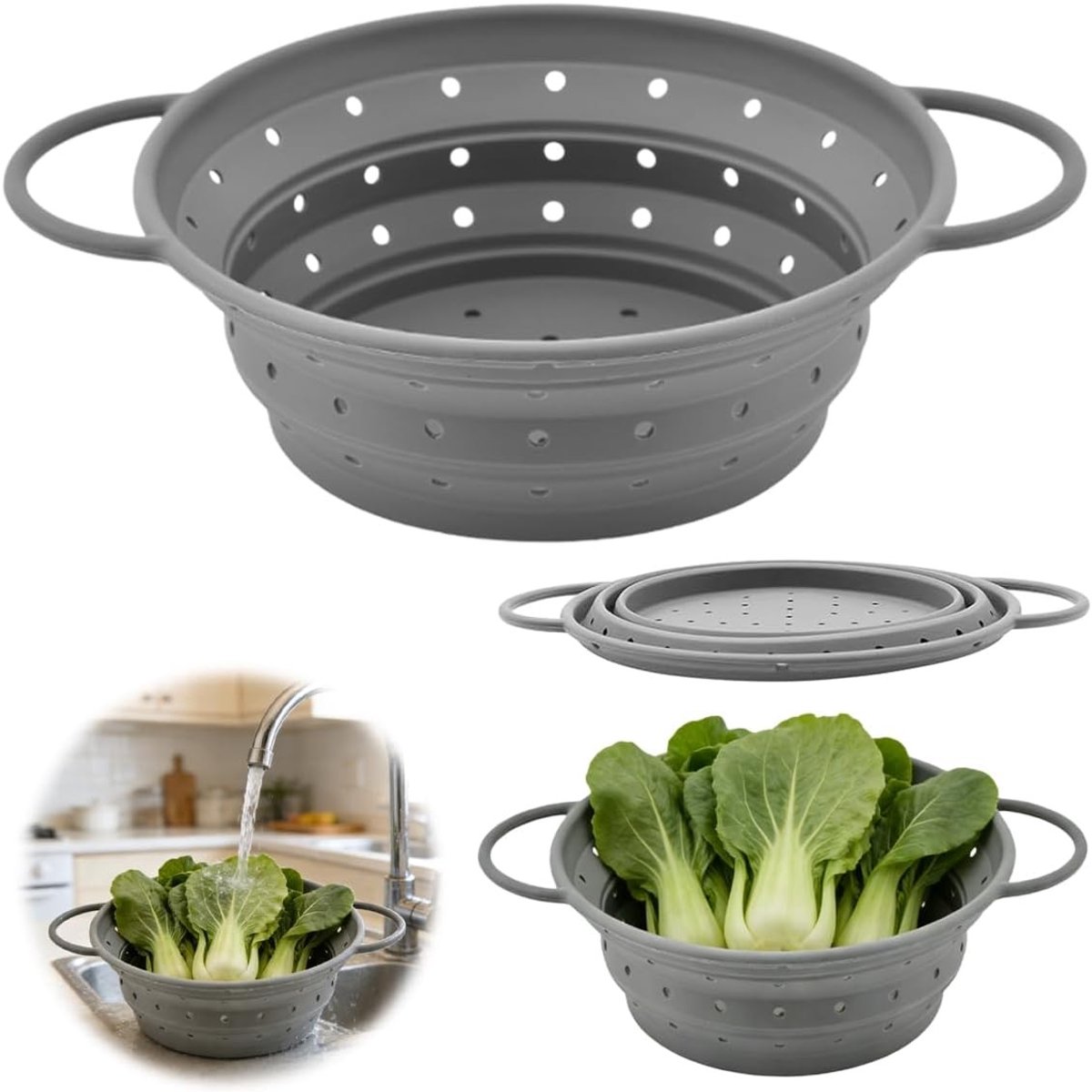 Vouwbare Pastascheider van Silicoon, 33.3 cm - Hittebestendig, BPA-vrij, Ideaal voor Groenten en Fruit, Geschikt voor Afwasmachine en Kamperen