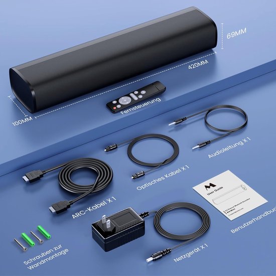 SnelShoppen - Soundbar voor TV met 56 W Luidspreker, Bluetooth 5.3, ARC, Optische Aansluiting, AUX-ingangen - Compacte Wandmontage Thuisbioscoop Surro van Snelshoppen — afbeelding 5