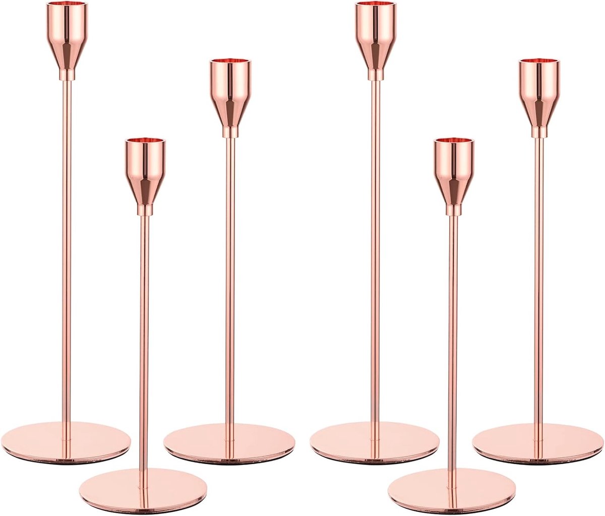 6 Pack Candle Holders, Candlestick Holders Metal Tall Candlestick for Tapered Candles Candlestick Fits 3/4 Inch Thick - ShopVlot