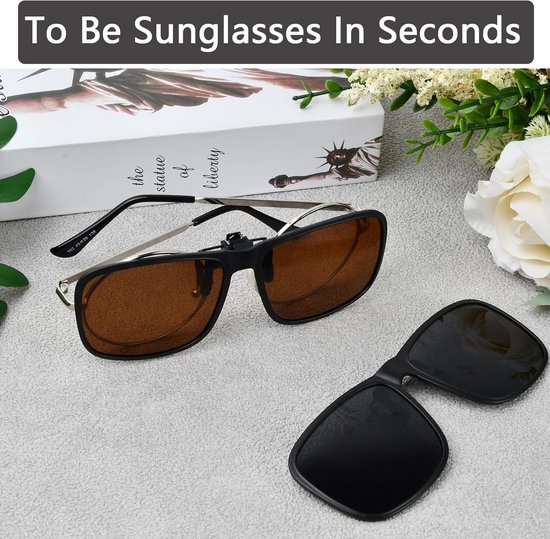 2 stuks zonnebrilclips, superlichte zonnebril om op te zetten, voor mannen en vrouwen, niet-verblindend, UV 400-bescherming, zonnebril, opzetbril voor autorijden, vissen, wandelen, buiten — afbeelding 5