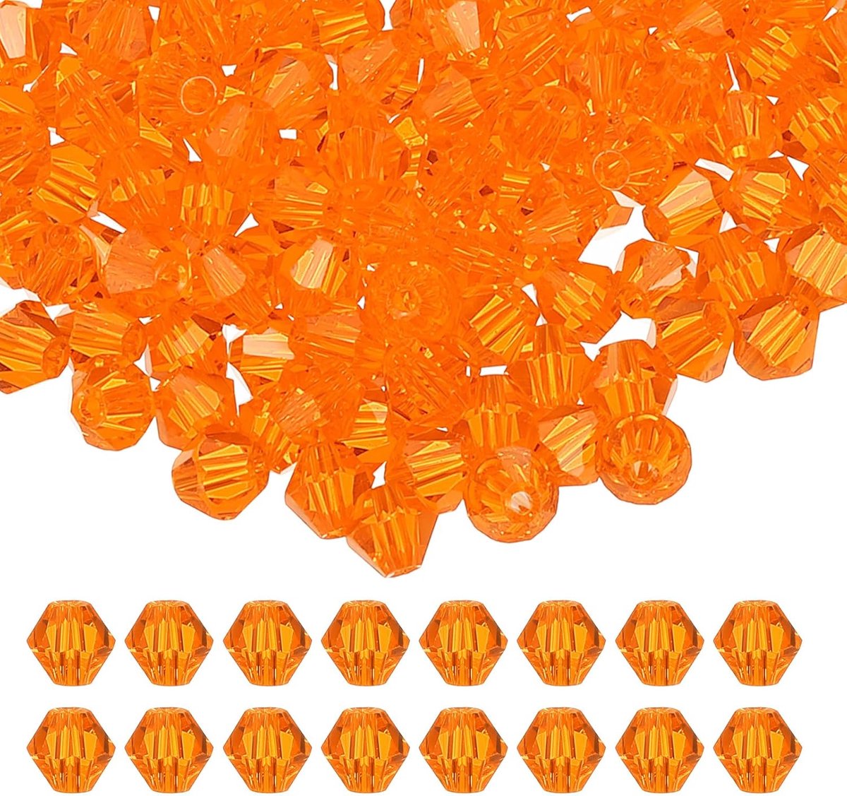 Kralen, 400 stuks glazen facetkralen losse afstandskralen voor sieraden maken, armbanden, kettingen, oorbellen, windspel, ambachten, oranje