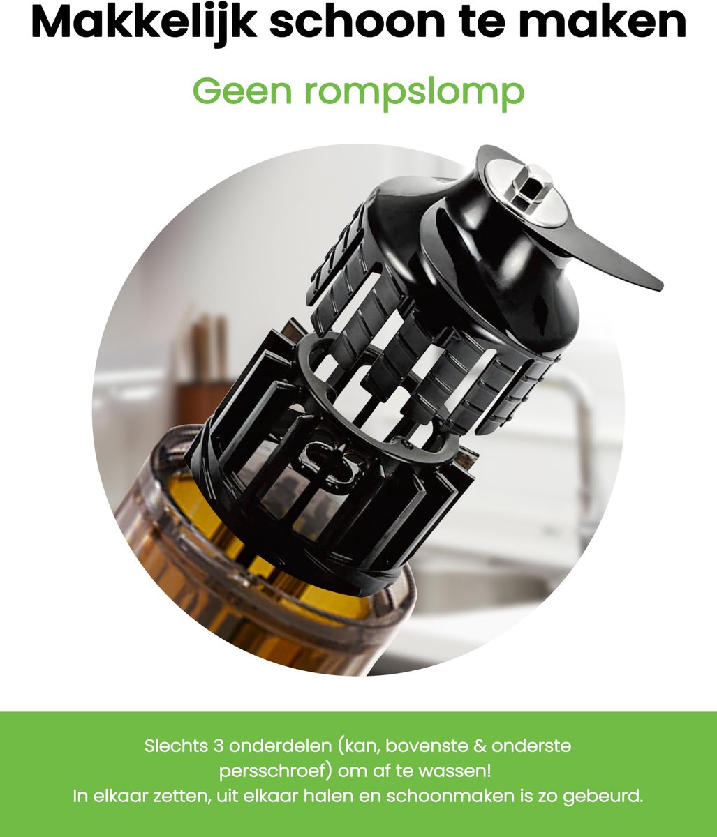 SnelShoppen - Hurom Slow Juicer H310 Sapcentrifuge | Stille Motor, Makkelijk te Reinigen, BPA-vrij, 150 Watt, Slank Design, 220 ml, Wit voor Keuken en