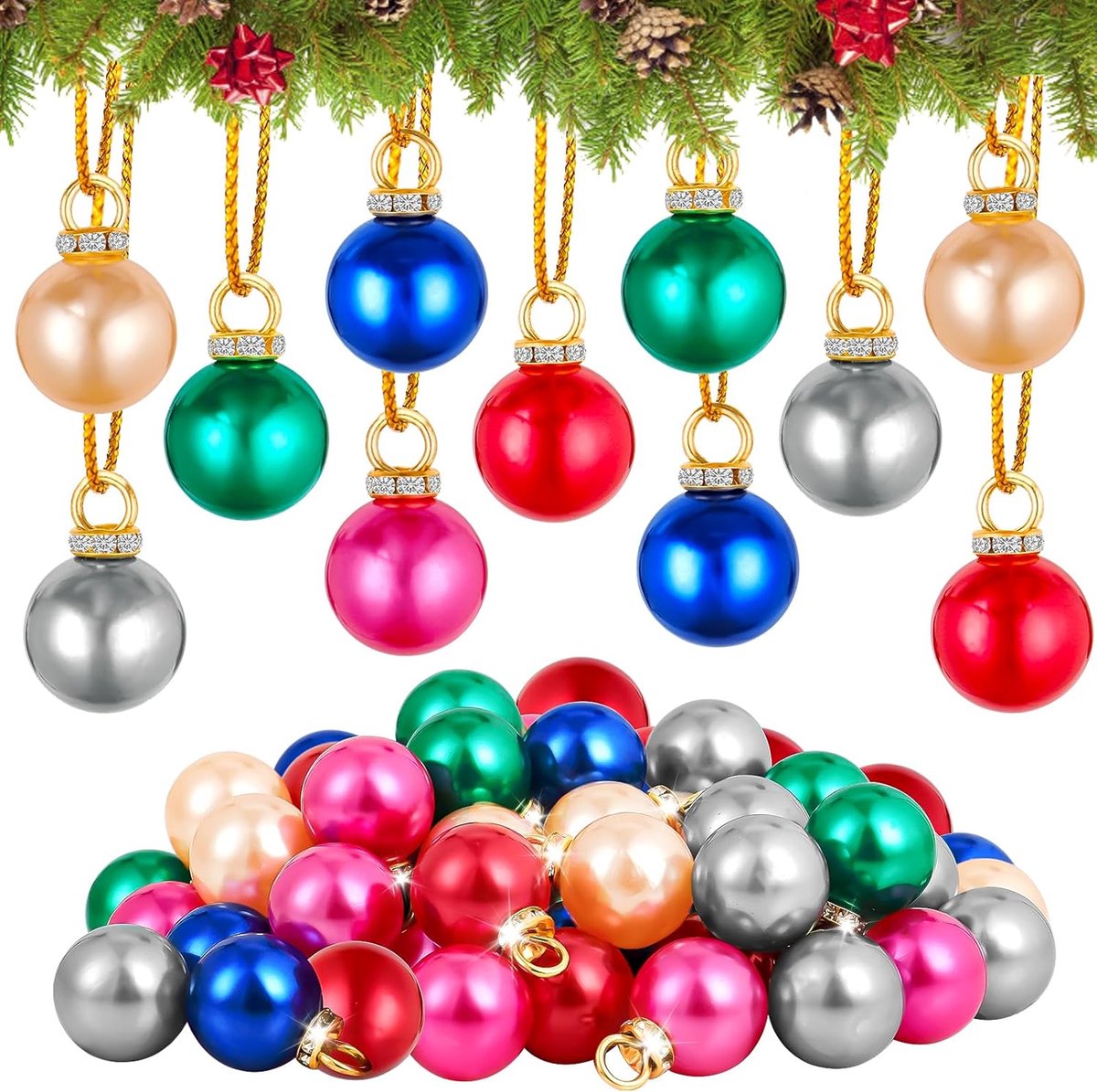 Kerstballen, 16 mm, kleurrijke, hangende ornamenten, onbreekbaar, kerstboomversiering voor vakantie, bruiloft, feest