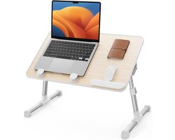 Laptop Bed Tray Table, Adjustable Home Office Standing Desk Portable Lightweight Foldable Lap Desk for Sofa Couch Floor Working Studying Reading Writing Eating,Fit Up to 17" Laptop(Large,Teak)