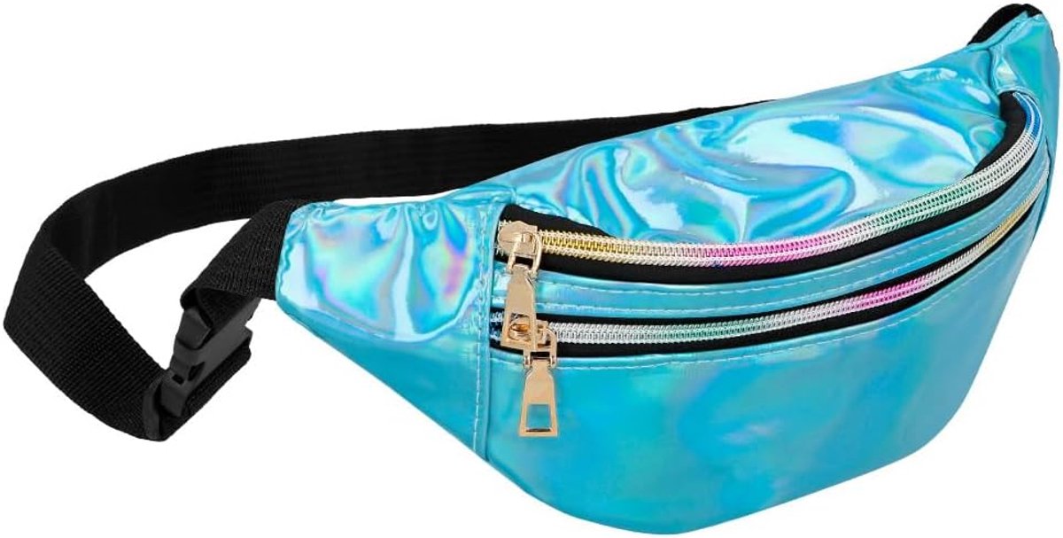 heuptas Holo, in 6 populaire kleuren, verstelbare heuptas met 2 vakken met ritssluiting, voor festival, party, sport, reizen en dagelijks gebruik, glanzende heuptas voor dames en heren