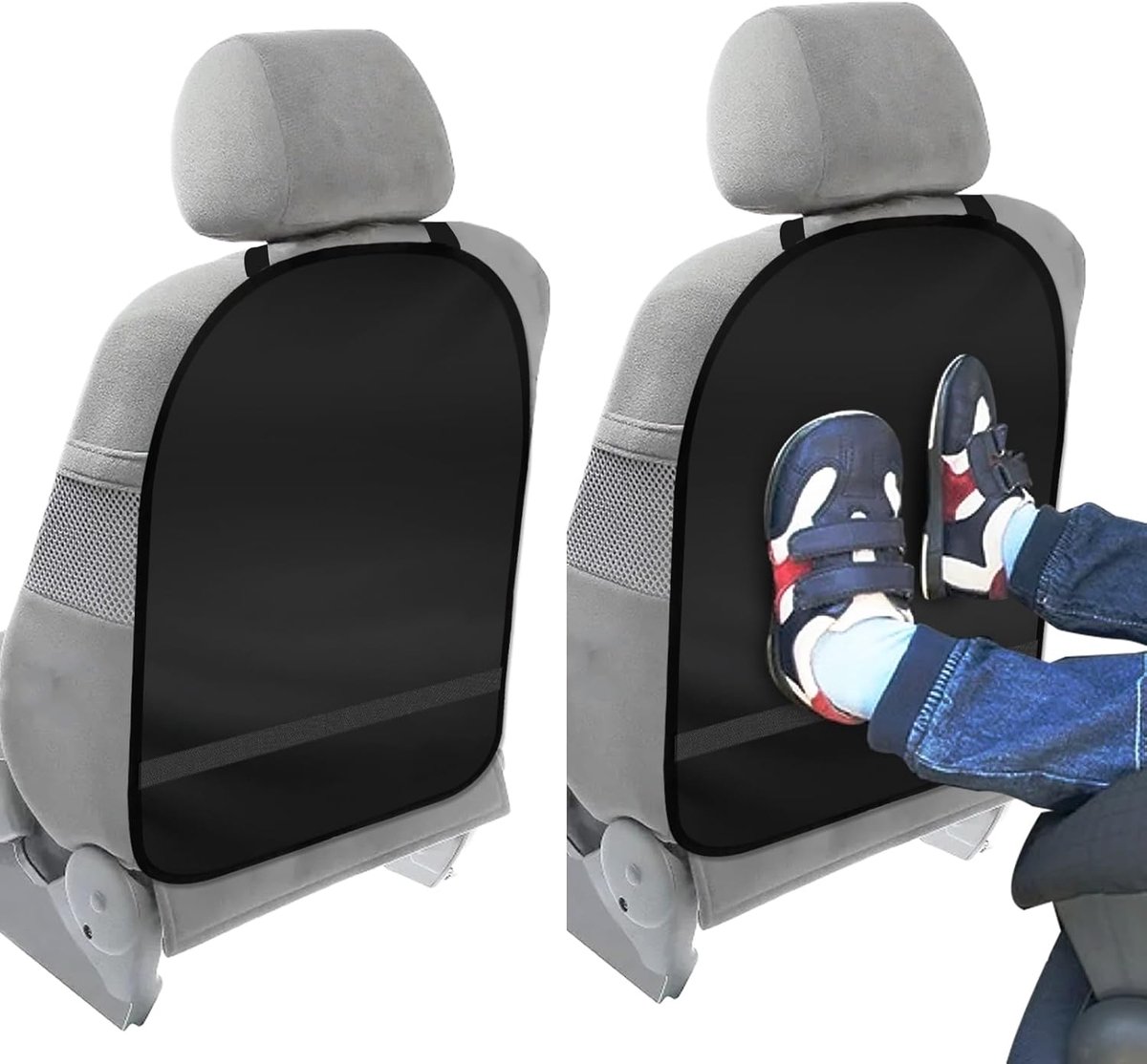 Set van 2 Rugleuning Beschermers Auto Waterdicht Oxford Bescherming Autostoel Rugleuning Autostoel Protector Voetbeschermer Achterbank voor Kinderen Hond Achterbank Protector Auto Rugleuning Rond De