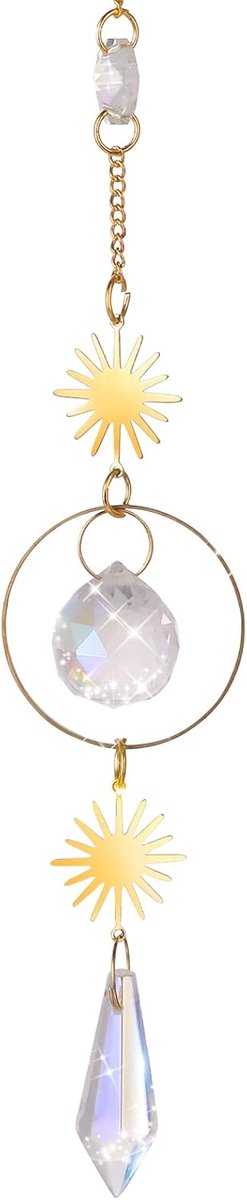 Kristallen glazen hangers, regenboog prisma zonnevanger voor raam prisma venster regenboog maker met ketting chakra genezing kristal glas kristal zon vanger indoor outdoor huis tuin auto