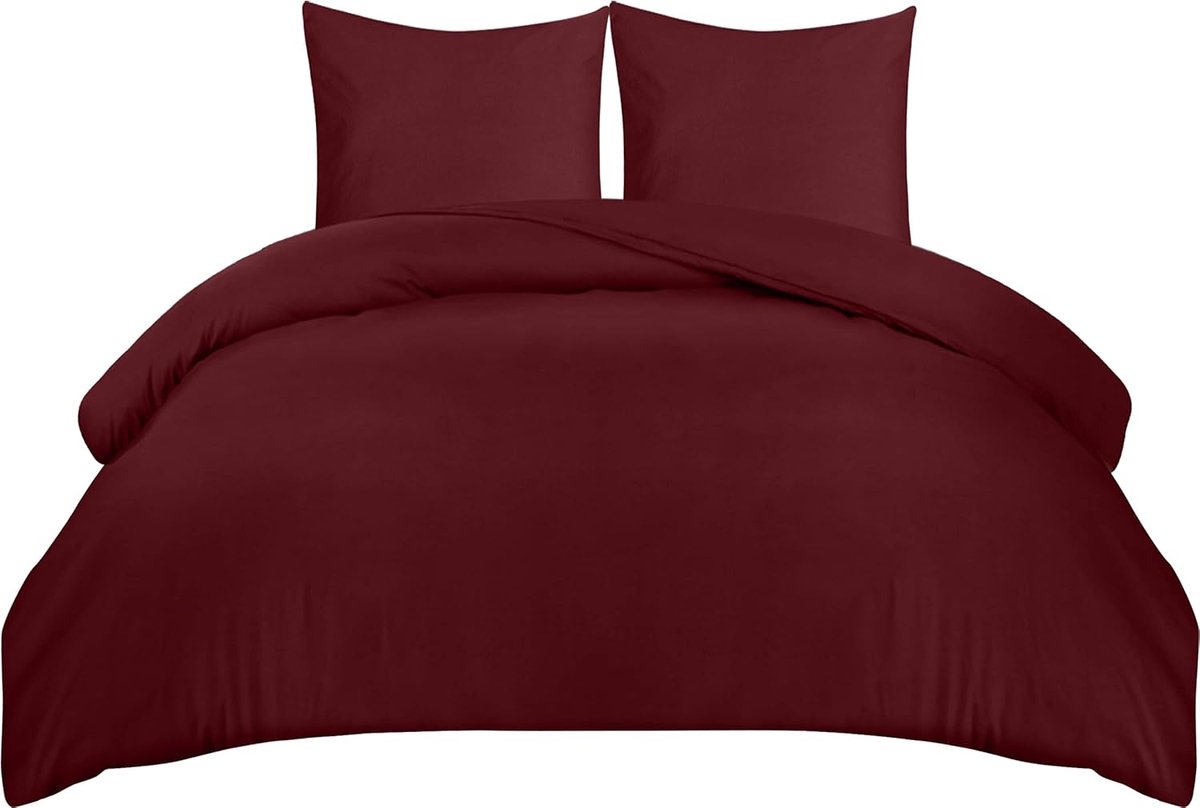 Bedding Dekbedovertrek Set - Zachte Microvezel Dekbedovertrek 240x220cm met Kussenslopen 65x65cm - Beddengoed Dekbedovertrek Set - Bordeaux