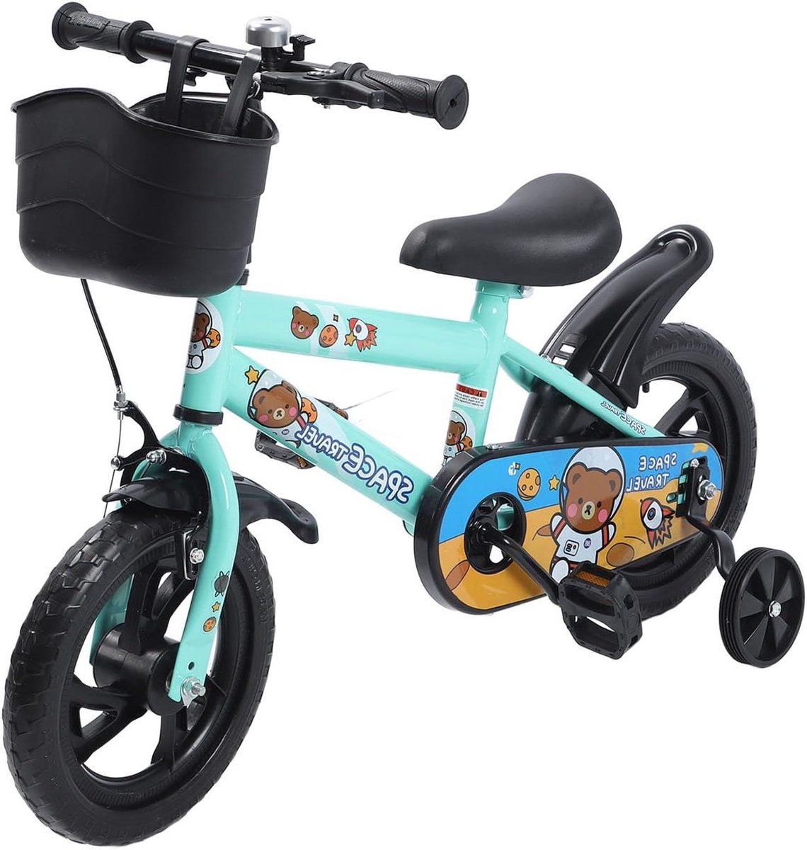 Kinderfiets met Zijwieltjes Peuterfiets Loopfiets Veilig Leren Fietsen Meegroeiend Zadel en Stuur 12 Inch Frame Groen