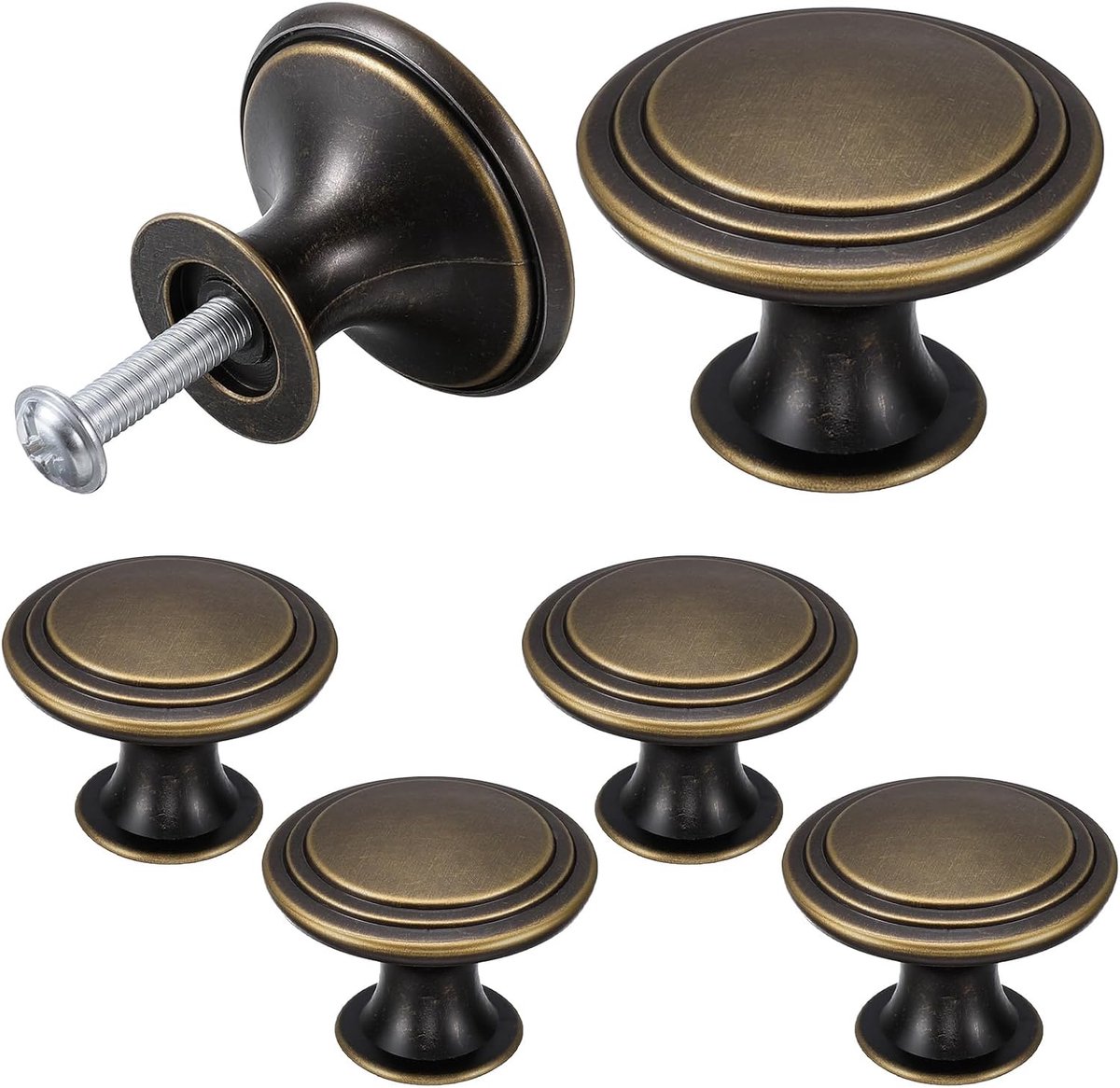 6 stuks vintage kastknoppen, meubelknoppen antiek brons ronde ladeknop keukengrepen ronde meubelgrepen 30 mm antieke keukenkasten kastdeurknoppen voor kast lade