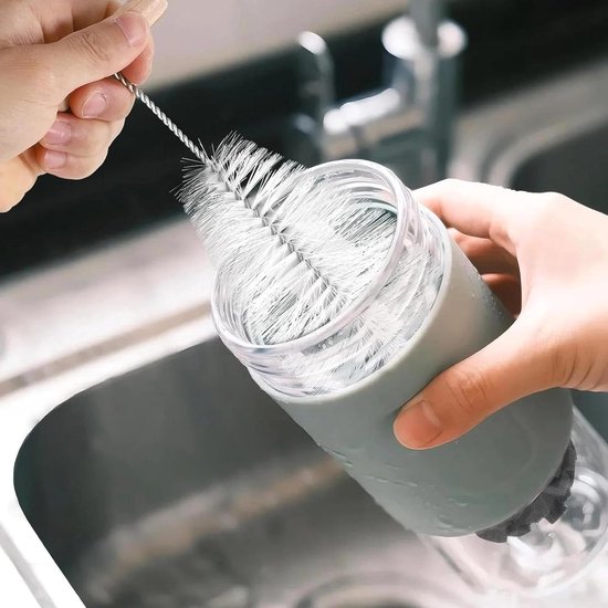 2 stuks flessenborstel, borstels voor Sodastream-fles, 32,5 x 9 cm, flessenborstel met T-handvat, multifunctionele flessenborstel, voor thuis, melktheesalon, koffie — afbeelding 4