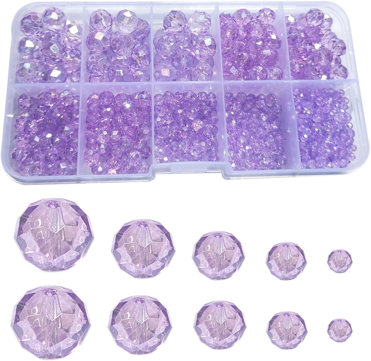 Kralen (2mm, 4mm, 6mm, 8mm, 10mm), AB kleur rondelle vormige losse kralen voor sieraden maken, 800+stuks
