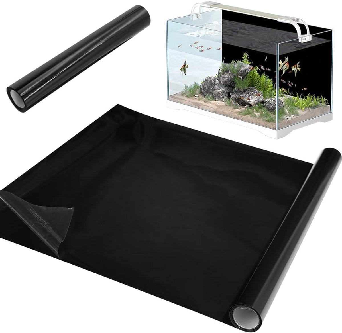 Aquariumposter, zwarte vinyl achtergrond van pvc, statisch hechtende aquariumachtergrond, generieke aquarium, achterwandfolie, zelfklevende folie voor aquarium, achterwand terrarium, 200 x 30