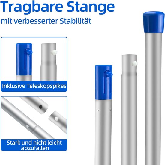 Zwembadschepnet 161 cm lang met telescoopstang, 14,5 cm diep schepnet fijnmazig - voor vijver, algen en Bestway-zwembaden, spa, vijvers, whirlpools — afbeelding 3