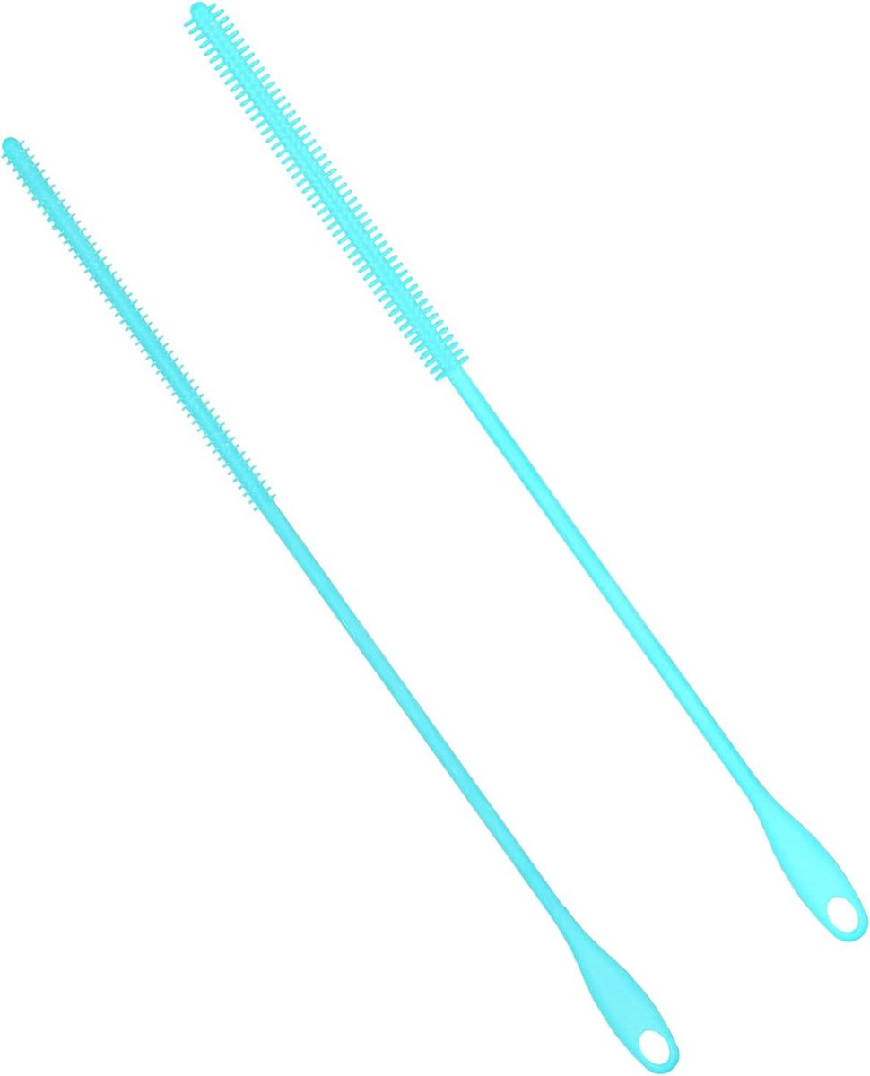 2st Siliconen Rietenborstels, 6mm+8mm Extra Lang Rietjesreinigerborstel Hangend Rietje-Reinigingsborstel Buigbare Spleetborstel Pijpreinigers voor Glas Metalen Rietje (Blauw)