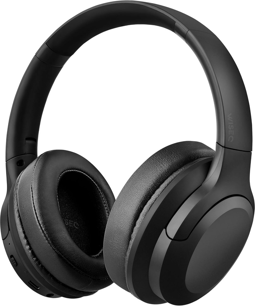 SnelShoppen - Onbreekbare Hoofdtelefoon voor Kinderen met Actieve Geluidsisolatie, 35u Batterijduur, Bluetooth 5.3, Draadloos, Over Ear, Zwart