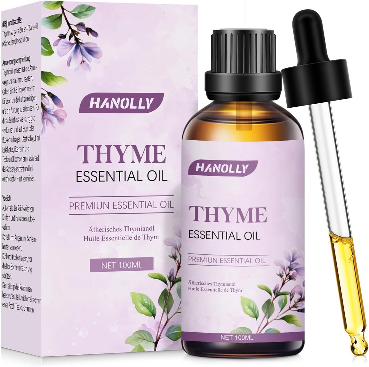 SnelShoppen - Thyme Essential Oil 100ml - Natuurlijke Etherische Olie voor Diffuser, Humidifier, Kaarsen, Zeep, Aromatherapie, Massage en Bad
