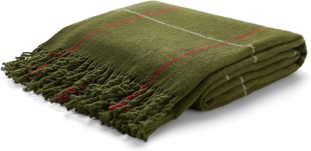 SnelShoppen - Luxe Tartan Plaid Dekentje 152x203cm - Groene-Olive Kleur - Ideaal als Bedthrow, Sofa Scarf, Picknickdeken en voor Slaapkamer Decoratie