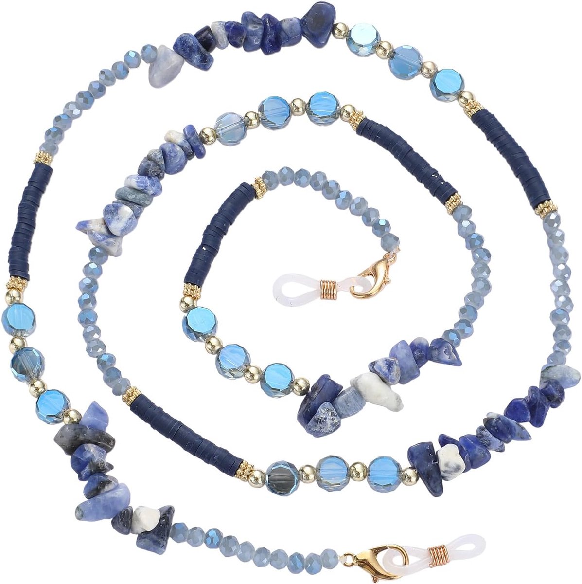 SnelShoppen - Parelketting voor Vrouwen, Elegante Brilband voor Mannen, Antislip Brilketting voor Zonnebrillen en Leesbrillen (Blauw)