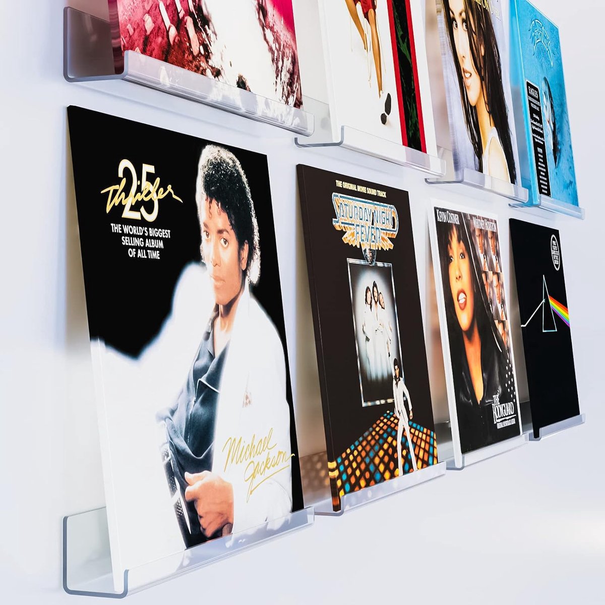 SnelShoppen - Acrylic Record Holder Wandmontage - 8 Stuks 12 Inch Transparante Albumlijst voor Vinylplaten - Unieke Decoratie voor Muziekverzamelaars