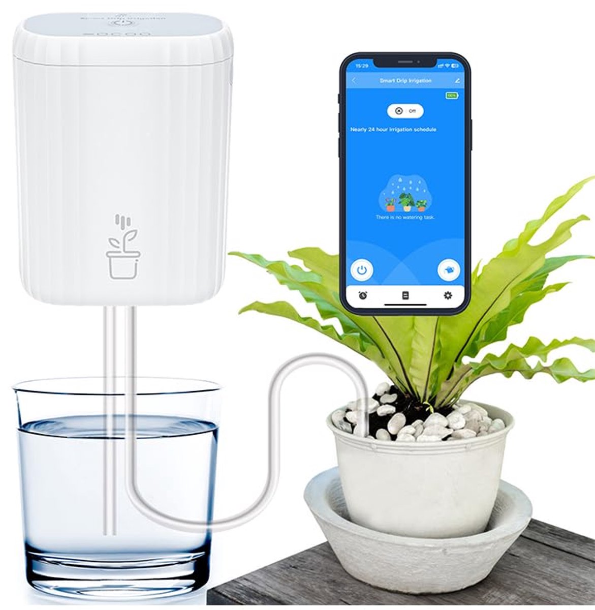 SnelShoppen - Automatisch Irrigatiesysteem voor Tuin en Balkon, Drip Irrigatie Kit voor tot 10 Potplanten, Slimme App Besturing, Ideaal voor Buiten en