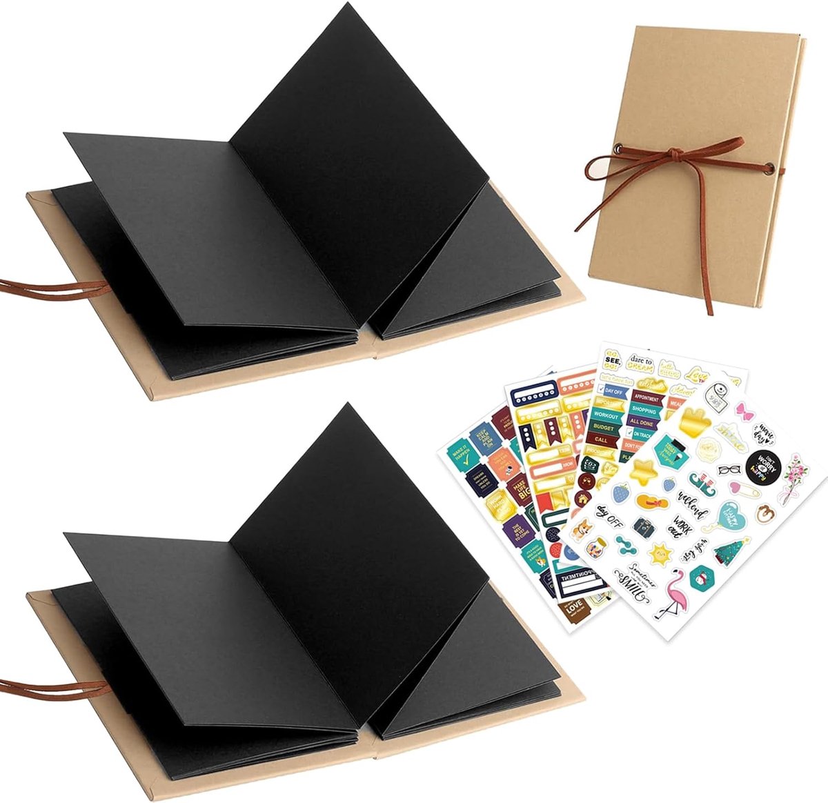 SnelShoppen - 2 Pcs 5 Inch Fotoalbum Leporello Klein Scrapbook met 34 Pagina's en 4 Stickers voor Verjaardag en Afstuderen