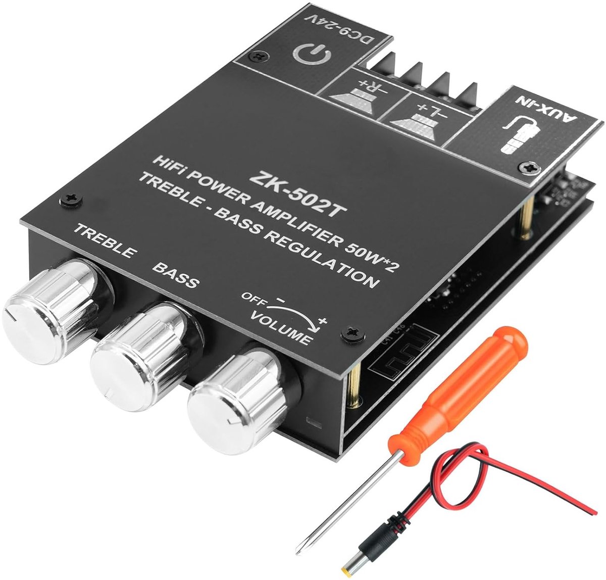 SnelShoppen - Bluetooth 5.0 Mini Stereo Amplifier 2 x 50W HiFi Geluid met AUX en DC12-24V voor DIY Speakers, Perfect voor Thuis, Tuin en Feestjes