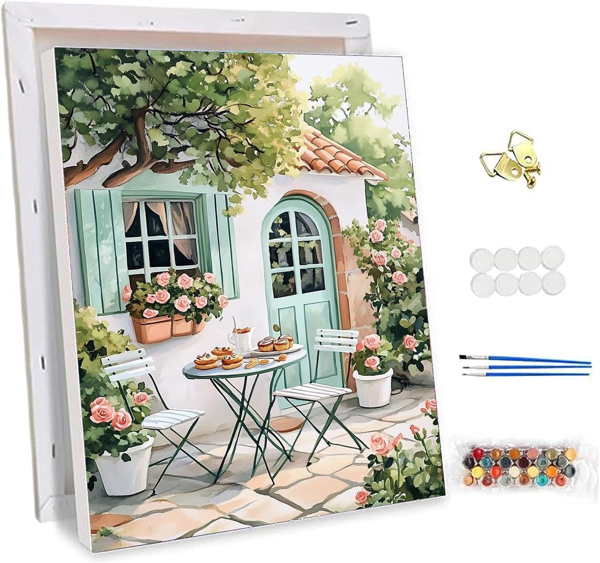 SnelShoppen - Schilderen op nummer voor volwassenen met lijst - Tuinlandschap - Acrylverf set 30x40 cm - Makkelijk schilderen - Perfect voor ontbijt t