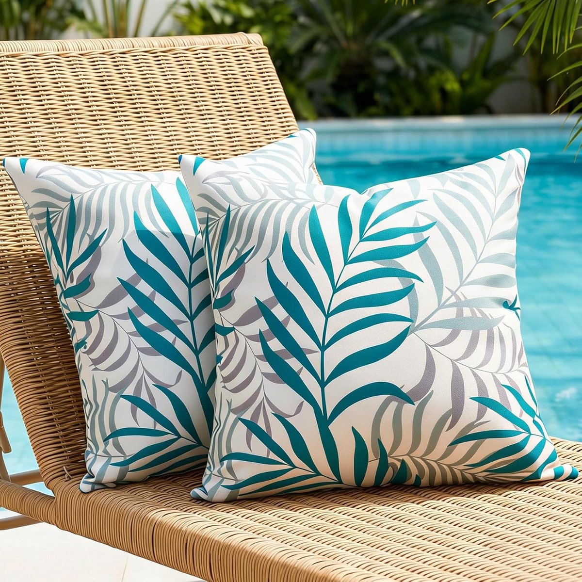 SnelShoppen - Waterproof Outdoor Kussens 18x18 Inch Groene Kussenhoezen Tropische Bladeren Boho Farmhouse Decoratieve Vierkante Kussen Covers voor Tui