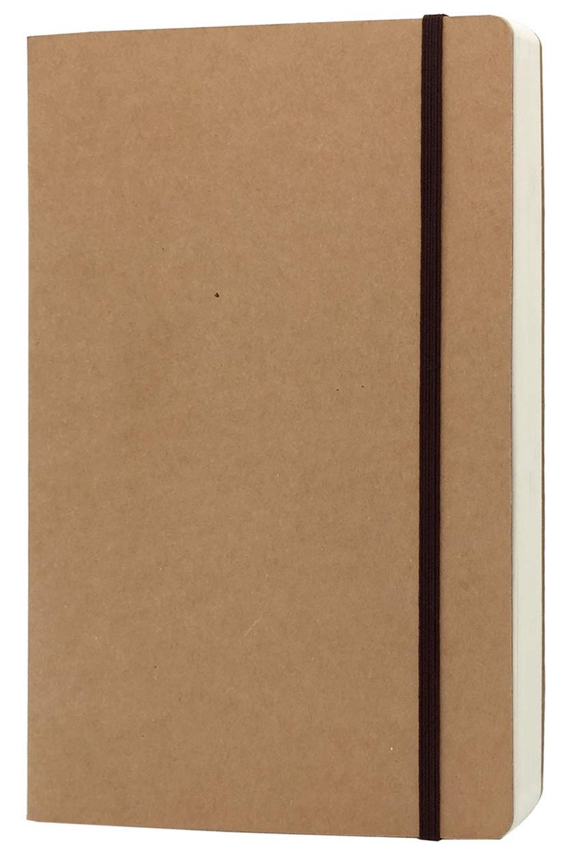 SnelShoppen - A5 Notitieboek - 14,8 x 21 cm - Hard Kraft Papier Kaft - Elastische Sluiting - 80 Vel/160 Pagina's - Dikker 100gsm Papier - Perfect voor