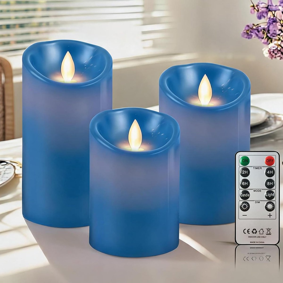 SnelShoppen - Set van 3 Led-kaarsen van Echte Was met Afstandsbediening, Timerfunctie, Vlam-effect, Veilig voor Bruiloften, Kerstmis, Feesten, Rookvri