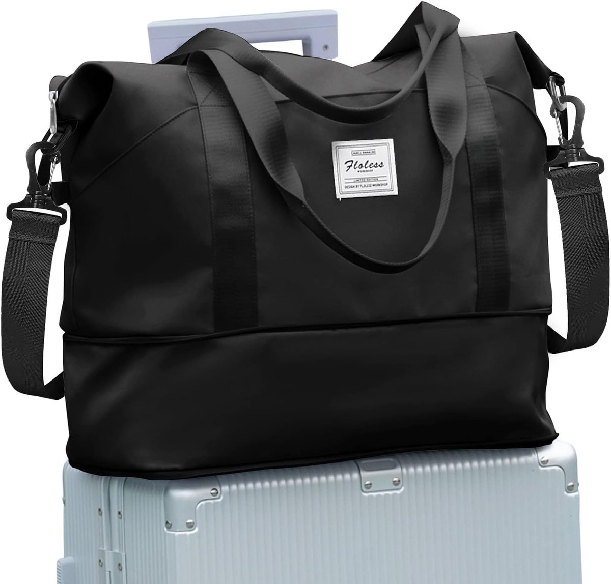 SnelShoppen - Travel Bag Dames Sporttas 40x30x20 cm Ryanair Handbagage Weekendtas Zwemtas Waterdicht Reis Sport Fitness Tas Dames F1-Zwart