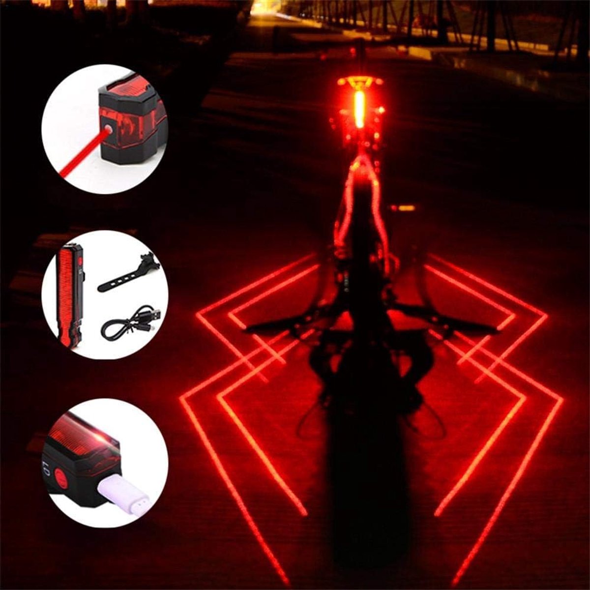 SnelShoppen - 3 Modi Spider LED Achterlicht voor Racefietsen - USB Oplaadbaar - Ideaal voor Camping en Decoratie - Fashionable en Duurzaam - 500 mAh A