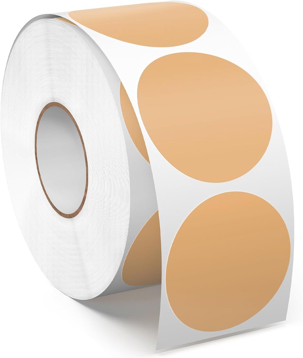 SnelShoppen - 1000 Stuks Ronde Stickers Bruin 38 mm Zelfklevend Vinyl Waterdicht voor Kantoor en Magazijn