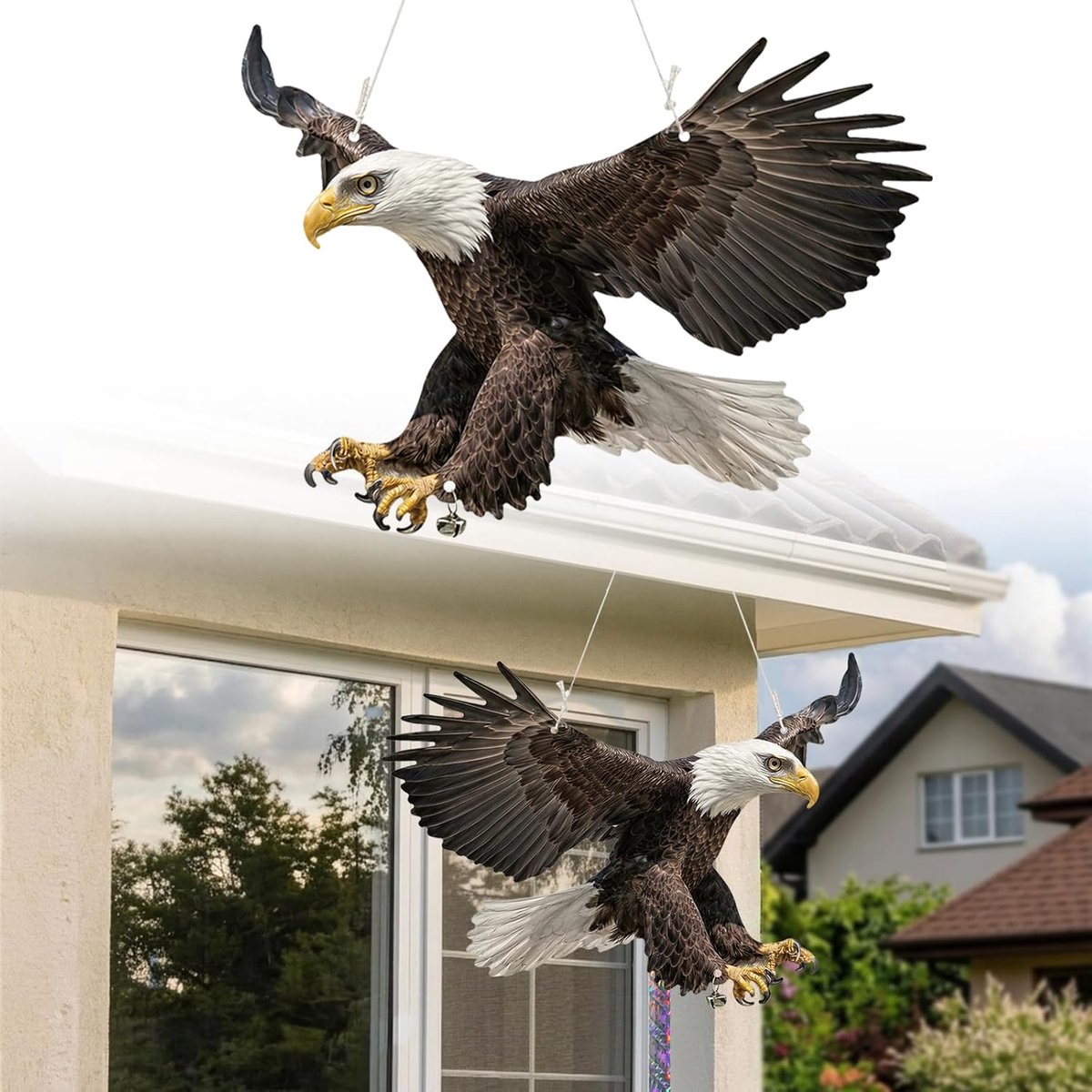 SnelShoppen - Pack van 3 Balkon Vogelafschrikmiddelen - Effectieve Pigeon Defence Schrikvogel voor Tuin, Terras en Balkon - Hangende Papieren Havik -