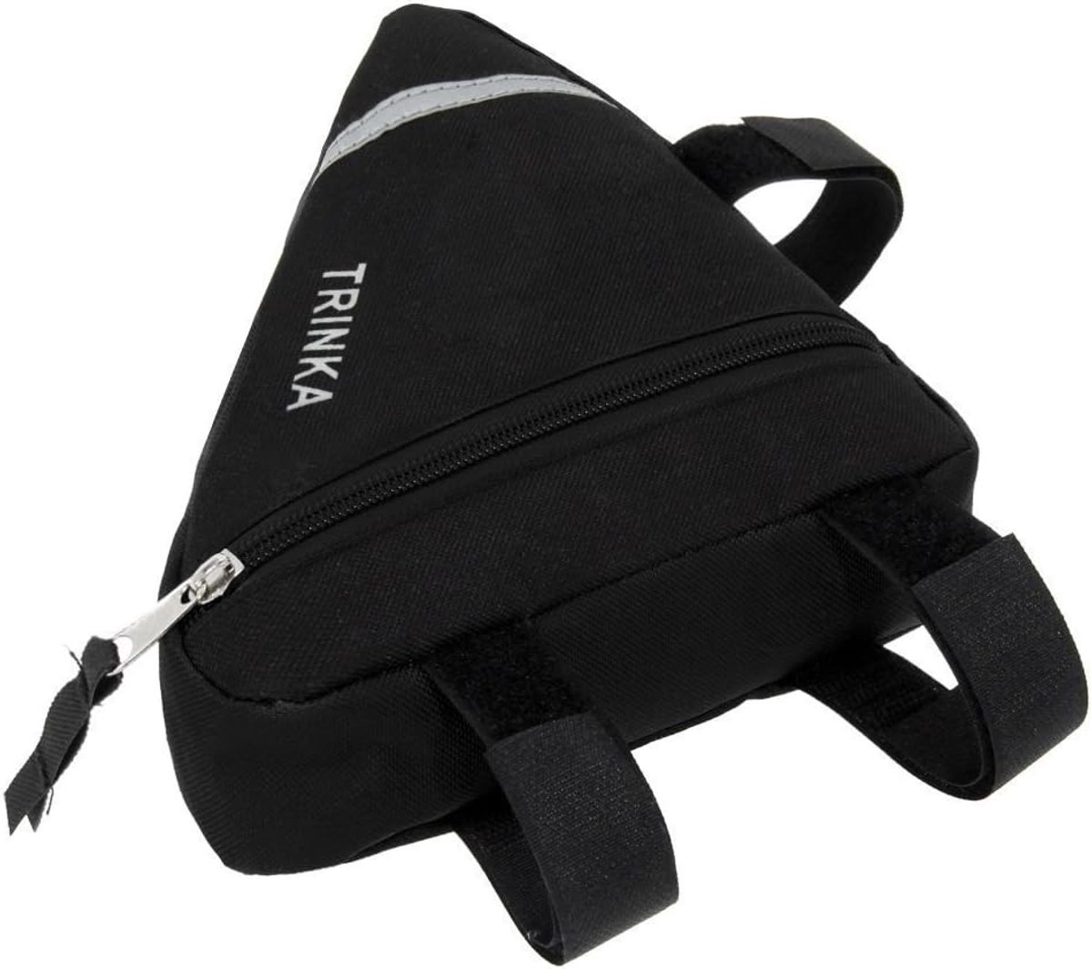 SnelShoppen - Fietstas Triangle Fietsframe Pouch Zwart, Waterdicht, Reflecterende Stripe, Ideaal voor Sleutels, Telefoon en Portemonnee