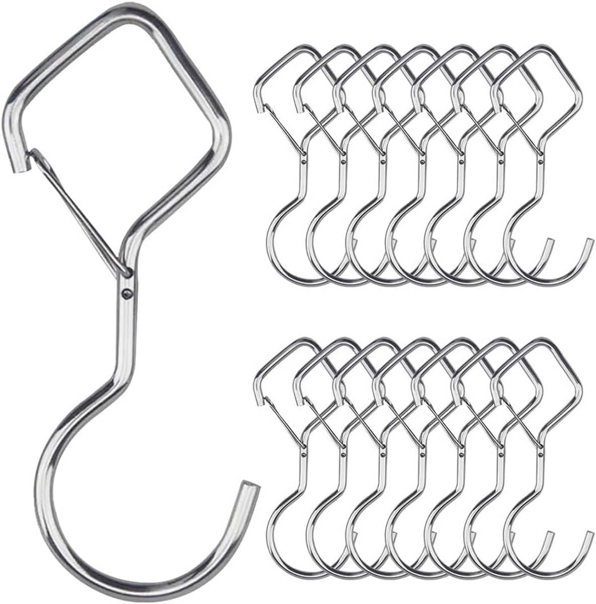SnelShoppen - 15 Pcs S Haakjes - Metalen Hangende Haak voor Badkamer, Keuken, Planten, Kleding, Tassen, Pannen, Koppels - 10 cm - Veiligheidsbuckle