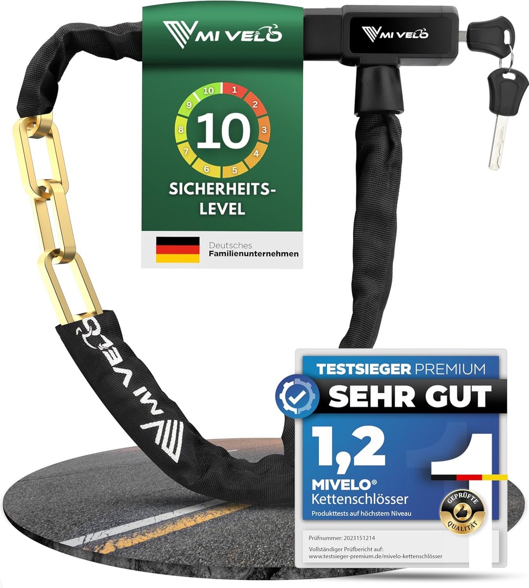 SnelShoppen - Fietsslot Kettingslot Hoogbeveiligd 100cm 8mm Geharde Staal Voor E-Bike MTB En Racefiets Met Sleutel