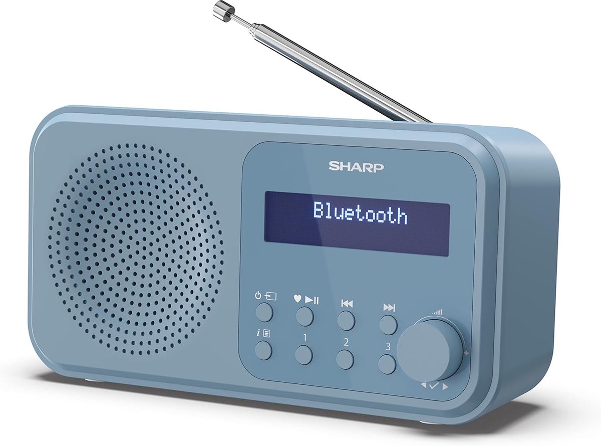 SnelShoppen - Portable Digitale Radio DAB/DAB+/FM met RDS, USB, Bluetooth 5.0, Alarmfunctie, Blauw - Ideaal voor Camping en Thuisgebruik
