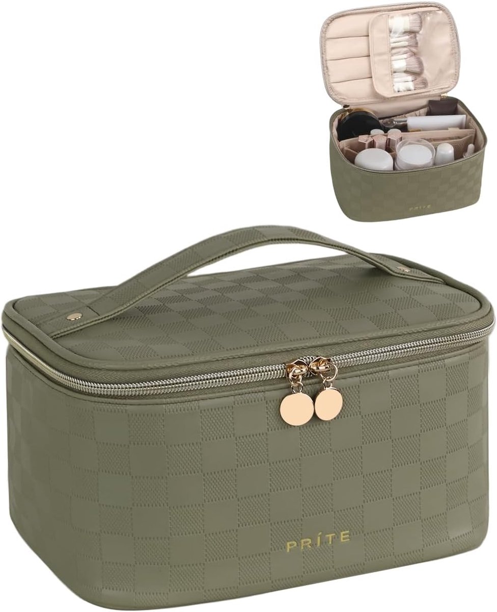 Thijox - Draagbare Make-uptas, Waterdichte Cosmetica Organizer met Grote Capaciteit, Handvat en Afneembare Scheidingswand voor Vrouwen, Ideaal voor Re