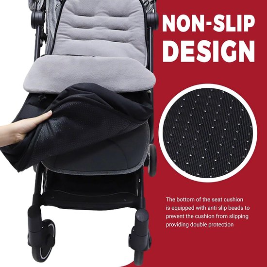 SnelShoppen - Universele Kinderwagen Voetenzak - Thermo Voetenzak met Fleece Voering - Dubbele Rits - Grijs - Ideaal voor Koud Weer van Snelshoppen — afbeelding 4