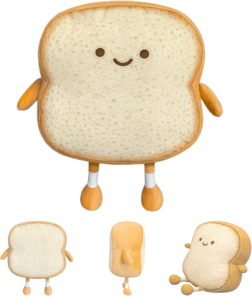 SnelShoppen - Geroosterd Brood Kussen Pluche Speelgoed - Zacht 3D Knuffelkussen voor Kinderen - Machinewasbaar - Grappig Broodvormig Sofa Kussen - Ide