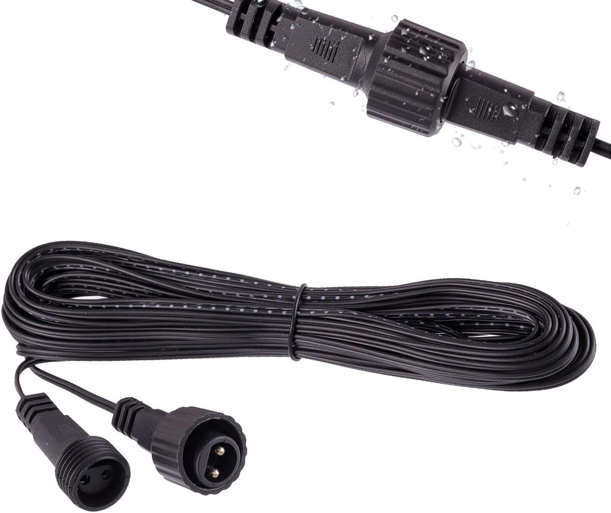 SnelShoppen - LED Extension Cable 10 m, 2-Pole, IP65 Waterproof, Perfect voor Ball Lights, Fairy Lights, Tuinverlichting, Kerstverlichting, Buiten, Fe