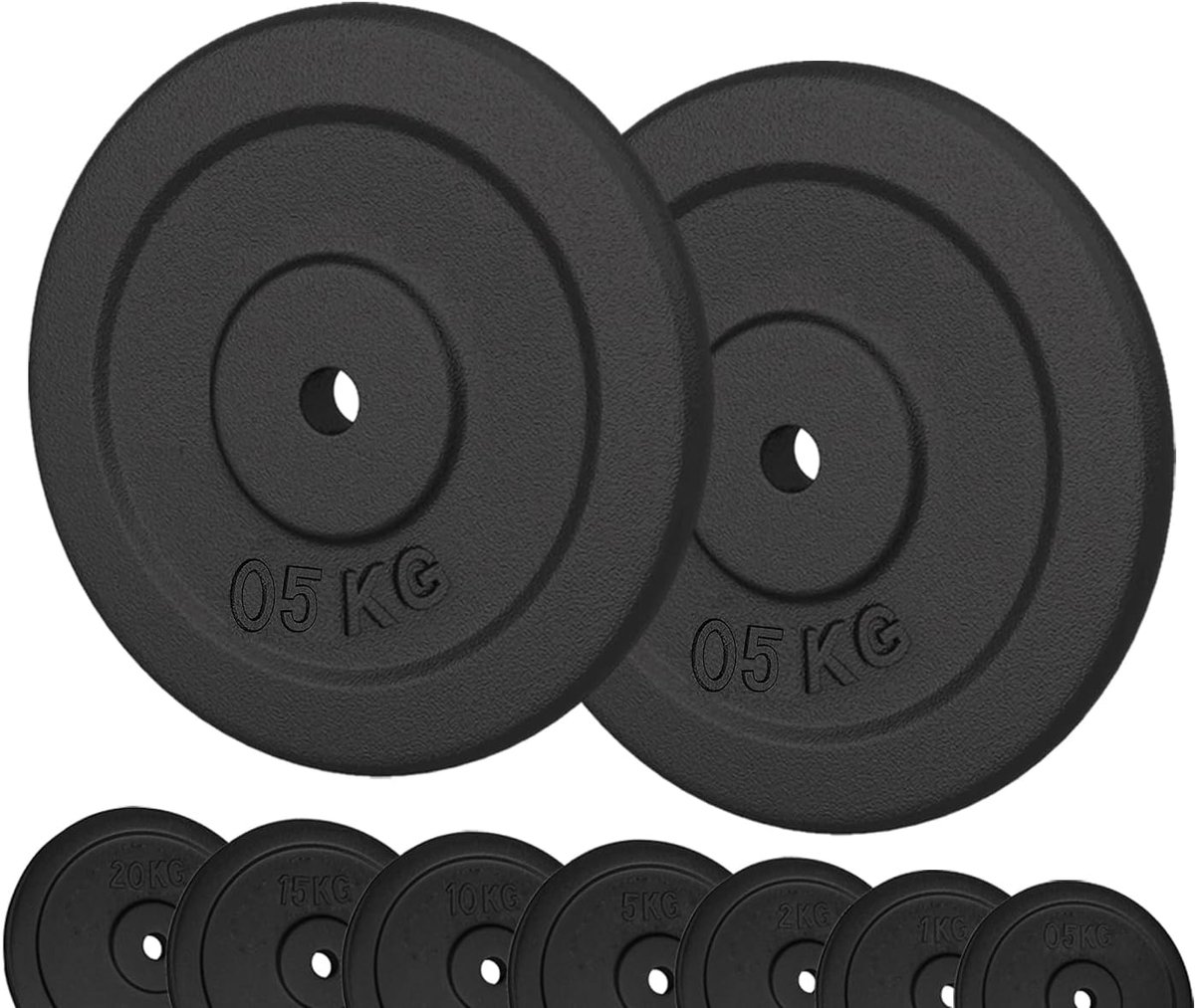 SnelShoppen - G5 HT SPORT Cast Iron Weight Plates 25 mm - Gewichtschijven voor Dumbbells en Barbells - 0.5 tot 20 kg - Duurzaam en Hoge Kwaliteit - Pe