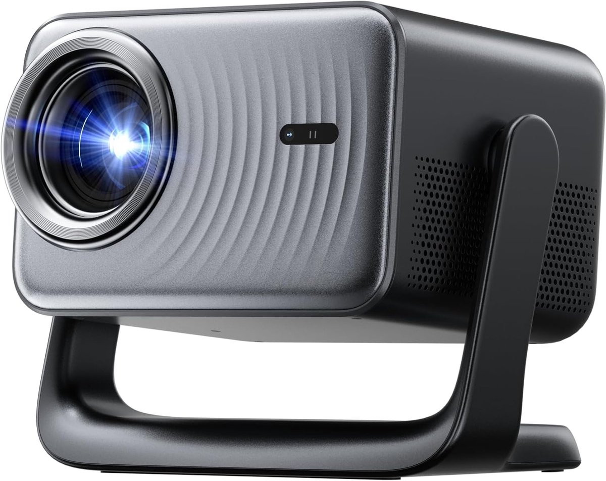 SnelShoppen - 4K Beamer Projector met Stand, Smart 1080P Full HD, 1000 ANSI Lumens, Draagbare Home Projector, Geschikt voor Netflix, WiFi5 Bluetooth,